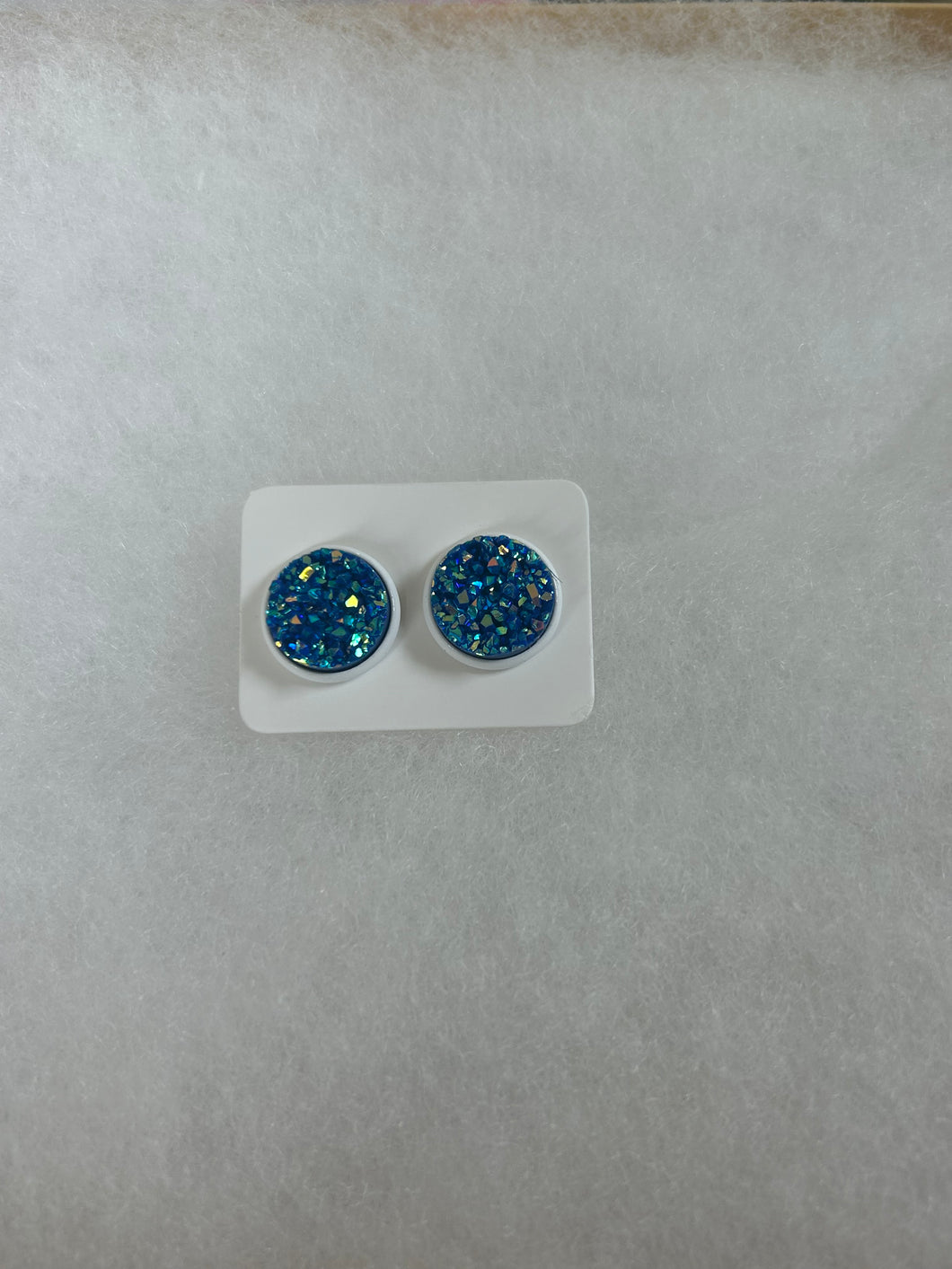 Blue Glitter Druzy Studs