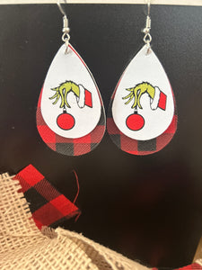 Grinch Teardrop Earrings