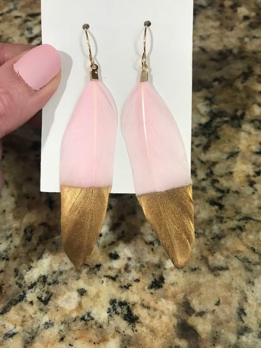 Pink Feather Earrings