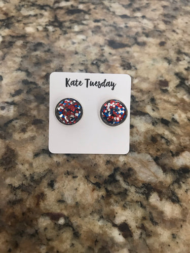 Red White & Blue Glitter Earrings